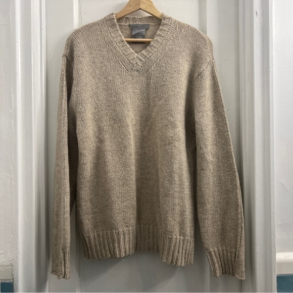 NICOLE FARHI Sweaters - Nicole Farhi Alpaca Wool Blend V-neck Sweater Tan/Oatmeal Women's Size Large